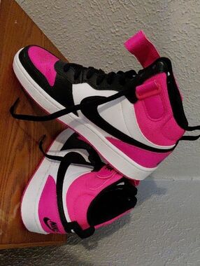 Nike Women's High-Top Sneakers in Hot Pink, Black & White